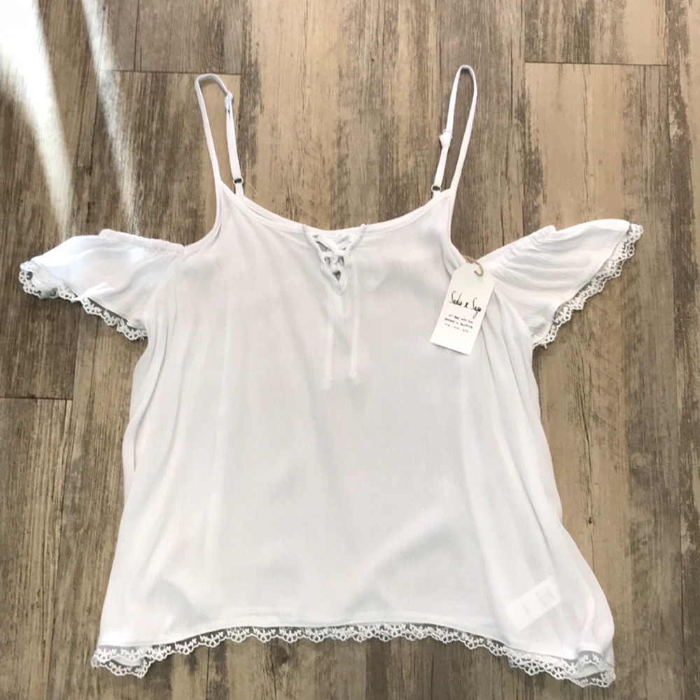 Sadie & Sage White Cold Shoulder Top